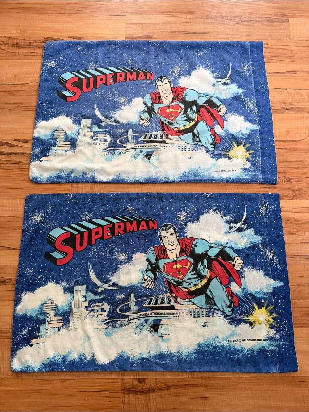 Set of 2 ~ VINTAGE 1978 DC Comics Inc. Superman Bedding Standard Pillow Cases